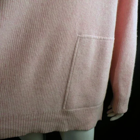 Isaac Mizrahi Live 100% Cashmere Patch Pockets V-neck Pink Sweater Oversize XL - Picture 3 of 9